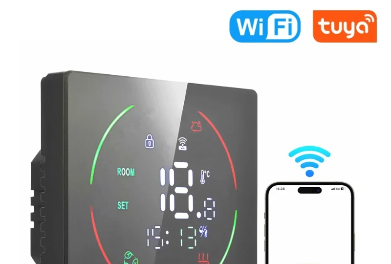 Pech WiFi floor heating thermostat (electric floor heating 16A, water floor heating 3A, wall-mounted boiler 3A) — 86 × 86 mm