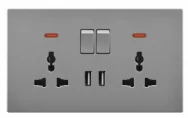 Pech 2 gang switch 3 hole usb socket — 146 × 86 mm (Universal)