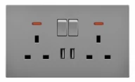 Pech 2 gang switch 3 hole usb socket — 146 × 86 mm (UK)