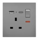 Pech Socket 13A, 3-hole + USB & Type-C — 86 × 86 mm