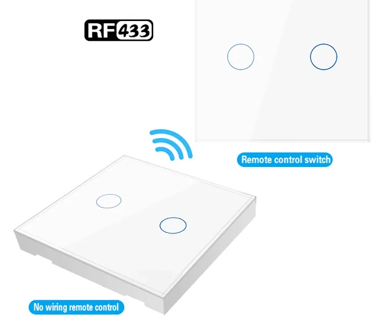 Pech 2 gang Wireless remote touch switch — 86 × 86 mm (EU/UK/FR) — view 1 of 3