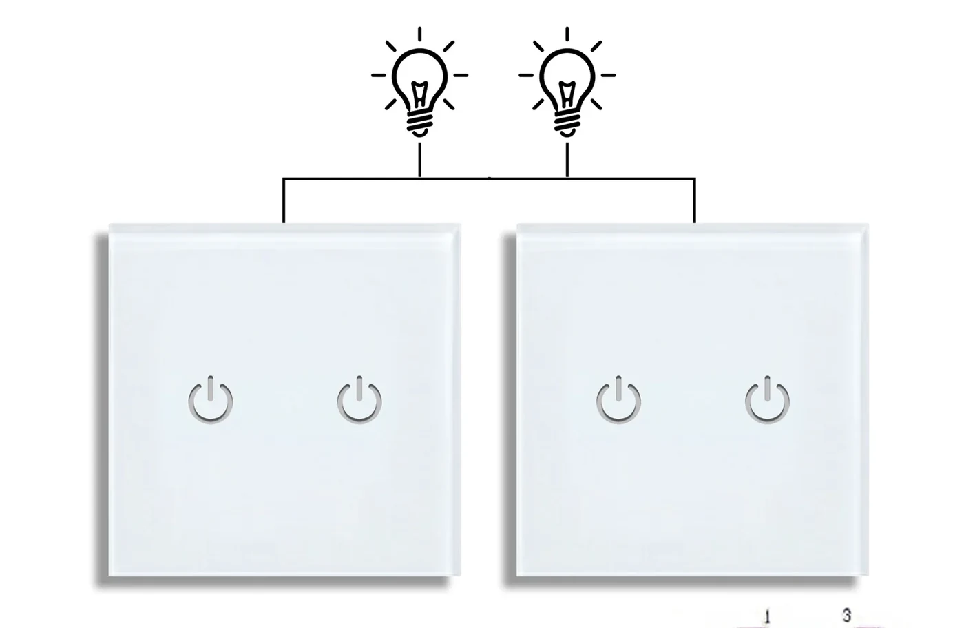 Pech Touch switch 2 gang 2 way — 86 × 86 mm