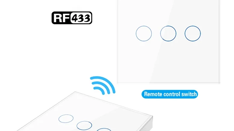 Pech 3 gang Wireless remote touch switch — 86 × 86 mm (EU/UK/FR) — view 1 of 3
