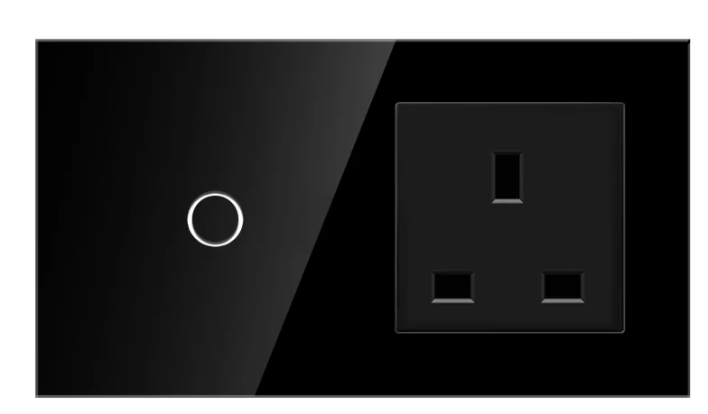 Pech 1 gang touch switch + UK socket — 172 × 86 mm — view 1 of 2