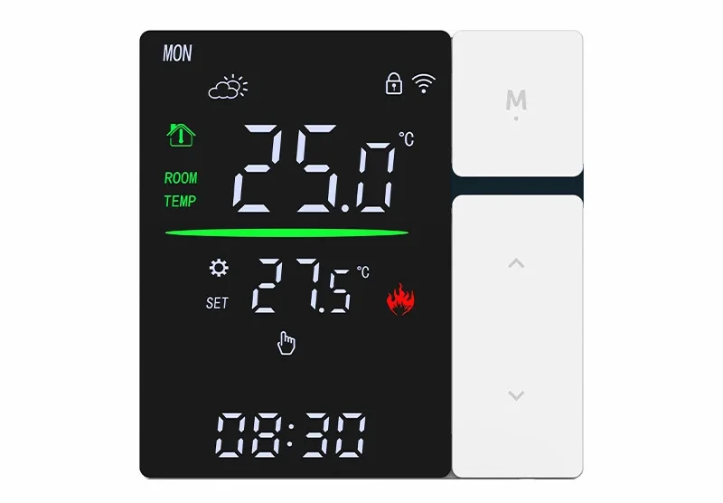 Pech WiFi floor heating thermostat (electric floor heating 16A, water floor heating 3A, wall-mounted boiler 3A) — 86 × 86 mm
