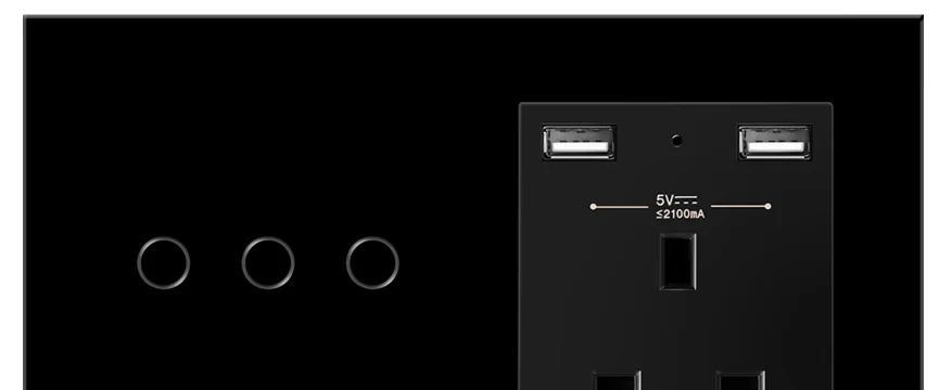 Pech WIFI Smart 3 gang Switch + uk usb socket (neutral wire required) — 146 × 86 mm — view 1 of 2