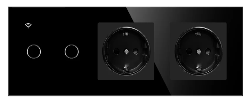 Pech Zigbee Smart 2 gang Switch + eu 2* socket (neutral wire required) — 258 × 86 mm
