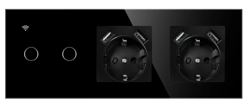 Pech Zigbee Smart 2 gang Switch + eu 2*USB socket (neutral wire required) — 258 × 86 mm — view 1 of 2