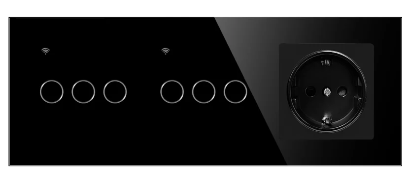 Pech Zigbee Smart 6 gang Switch + eu socket (neutral wire required) — 258 × 86 mm