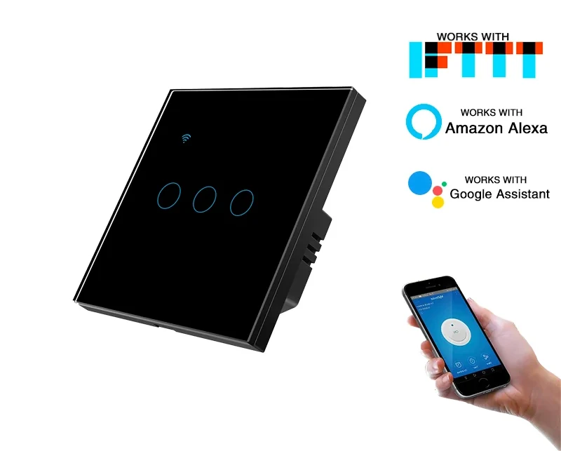 Pech Zigbee Smart Switch 3 gang Need neutral wire — 86 × 86 mm (EU/UK/FR)