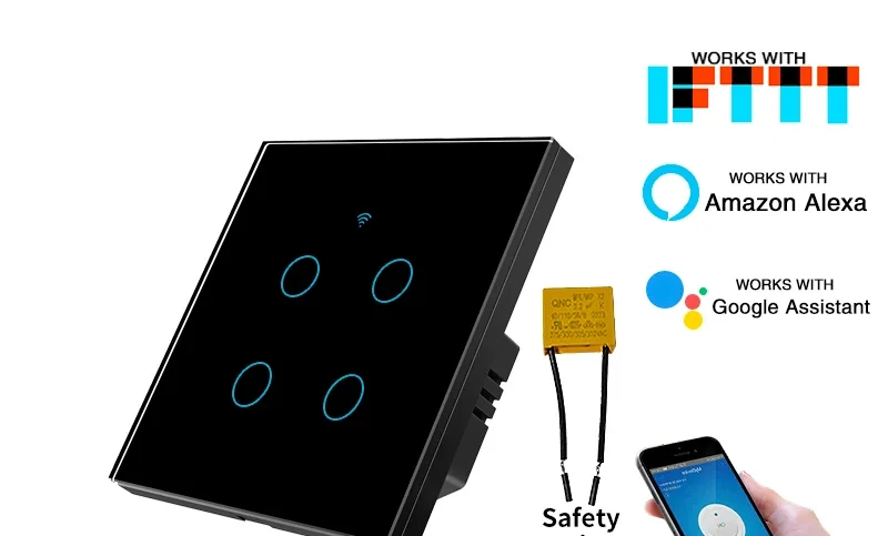Pech Zigbee Smart Switch 3 gang Add Capacitor (works with or without a neutral) — 86 × 86 mm (EU/UK/FR) — view 1 of 3