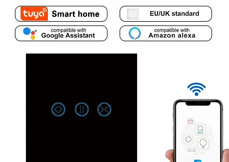 Pech Zigbee Smart Curtain Switch Need neutral wire — 86 × 86 mm — view 1 of 2