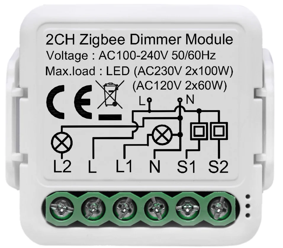 Pech Zigbee 2 gang dimmer switch module — view 1 of 2